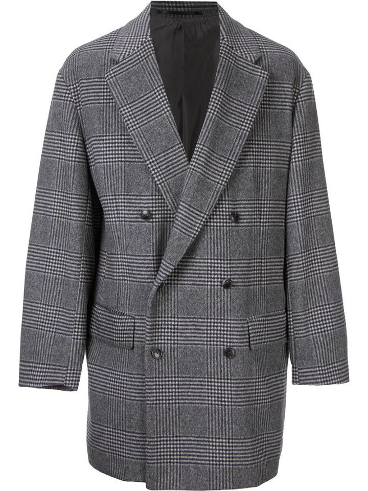 H Beauty & Youth. Double Breasted Check Jacket, Men's, Size: Medium, Grey, Cupro/polyester/wool/cashmere