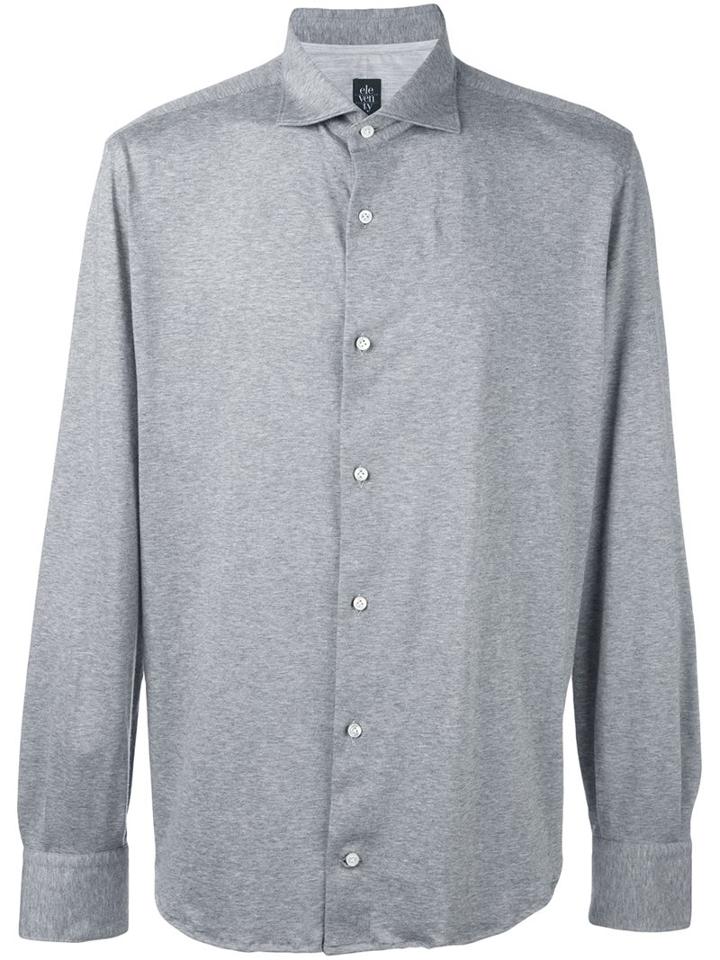 Eleventy Classic Button Down Shirt, Men's, Size: 39, Grey, Cotton
