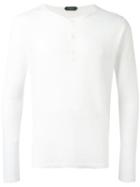 Zanone Henley T-shirt, Men's, Size: 52, White, Linen/flax