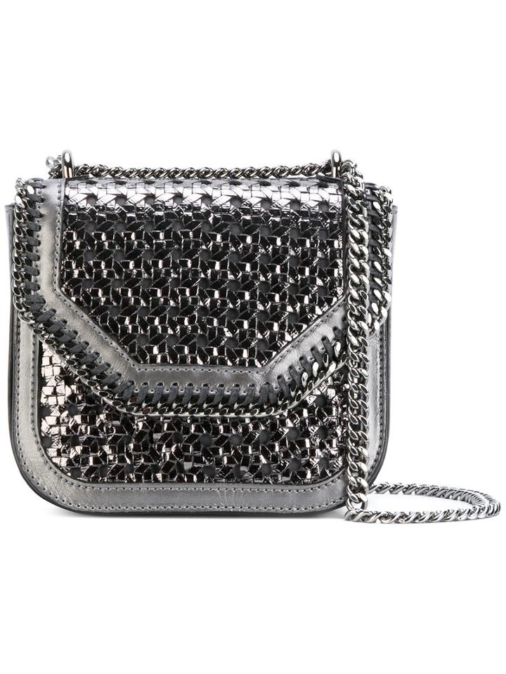 Stella Mccartney - Wicker Falabella Box Mini Shoulder Bag - Women - Cotton/polyester/polyurethane/artificial Leather - One Size, Grey, Cotton/polyester/polyurethane/artificial Leather