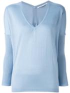 Agnona V Neck Jumper, Women's, Size: Medium, Blue, Silk/cashmere
