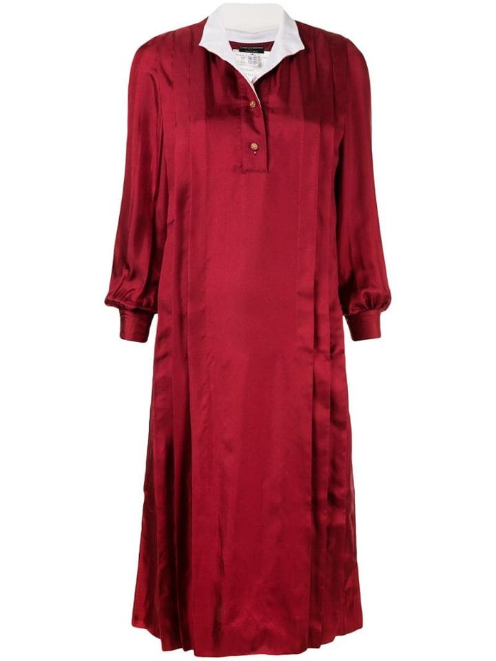 Chanel Pre-owned Long-sleeve Midi Dress - Red