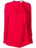 Valentino Cady Ruffle Front Top - Red