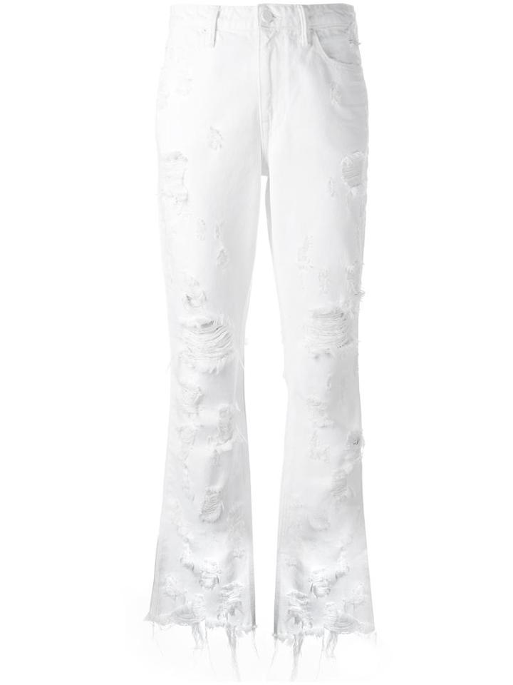 Alexander Wang Distressed Cropped Jeans, Women's, Size: 24, White, Cotton