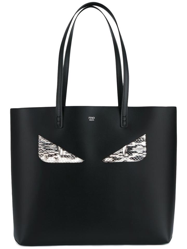 Fendi Black Bag Bugs Leather Tote Bag