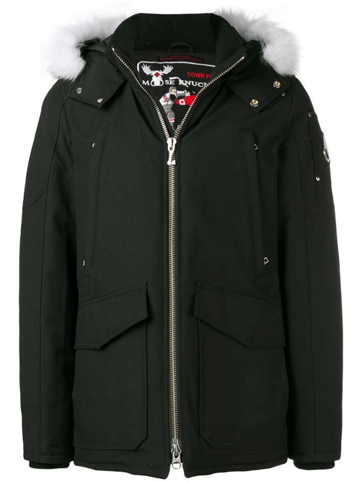 Moose Knuckles Hooded Parka Coat - Black