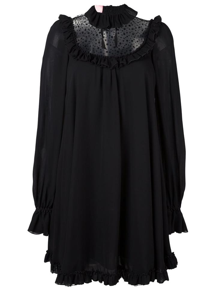 Giamba Sheer Panel Longsleeved Dress, Women's, Size: 40, Black, Viscose/polyamide/polyester