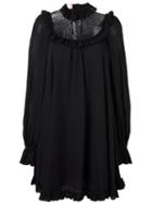 Giamba Sheer Panel Longsleeved Dress, Women's, Size: 40, Black, Viscose/polyamide/polyester