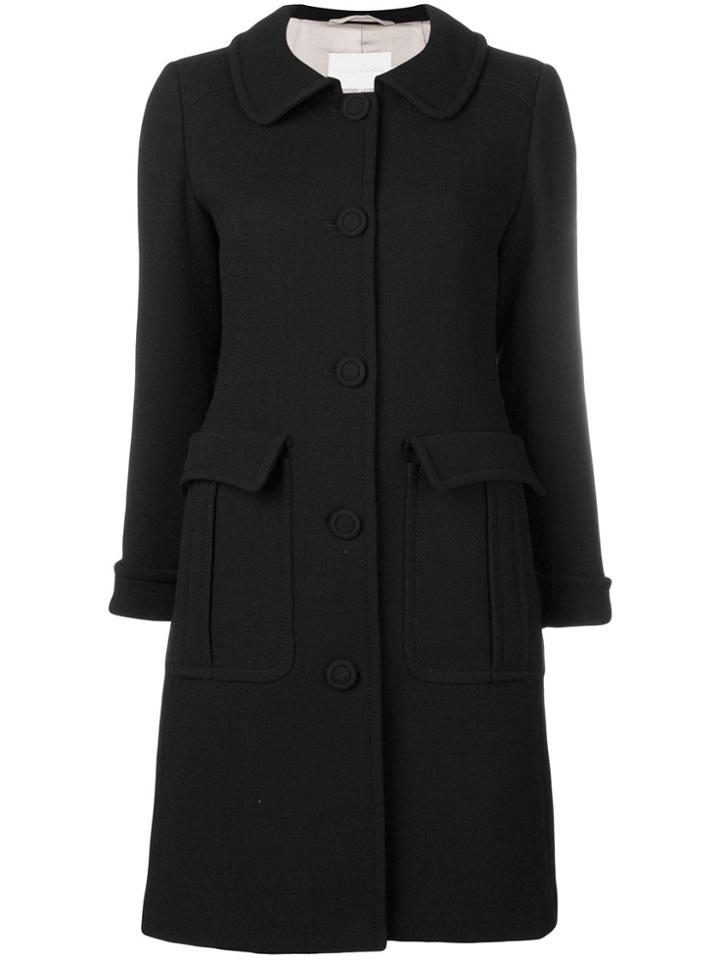 L'autre Chose Oversized Pockets Single Breasted Coat - Black