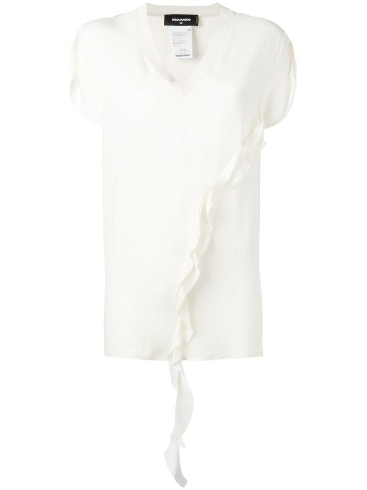 Dsquared2 Ruffle Detail Top, Women's, Size: 42, White, Silk
