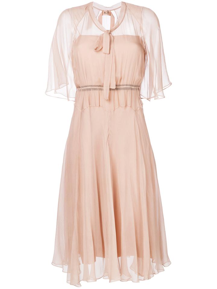 No21 Sheer Overlay Floaty Dress - Nude & Neutrals