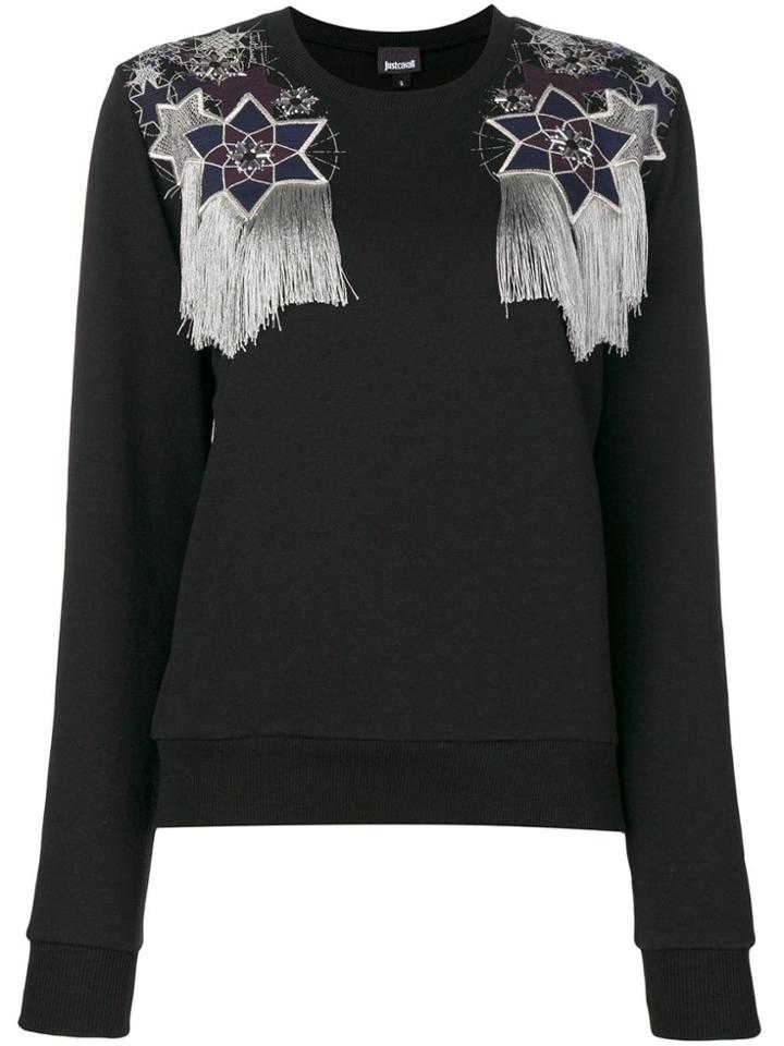 Just Cavalli Embroidered Fitted Sweater - Black