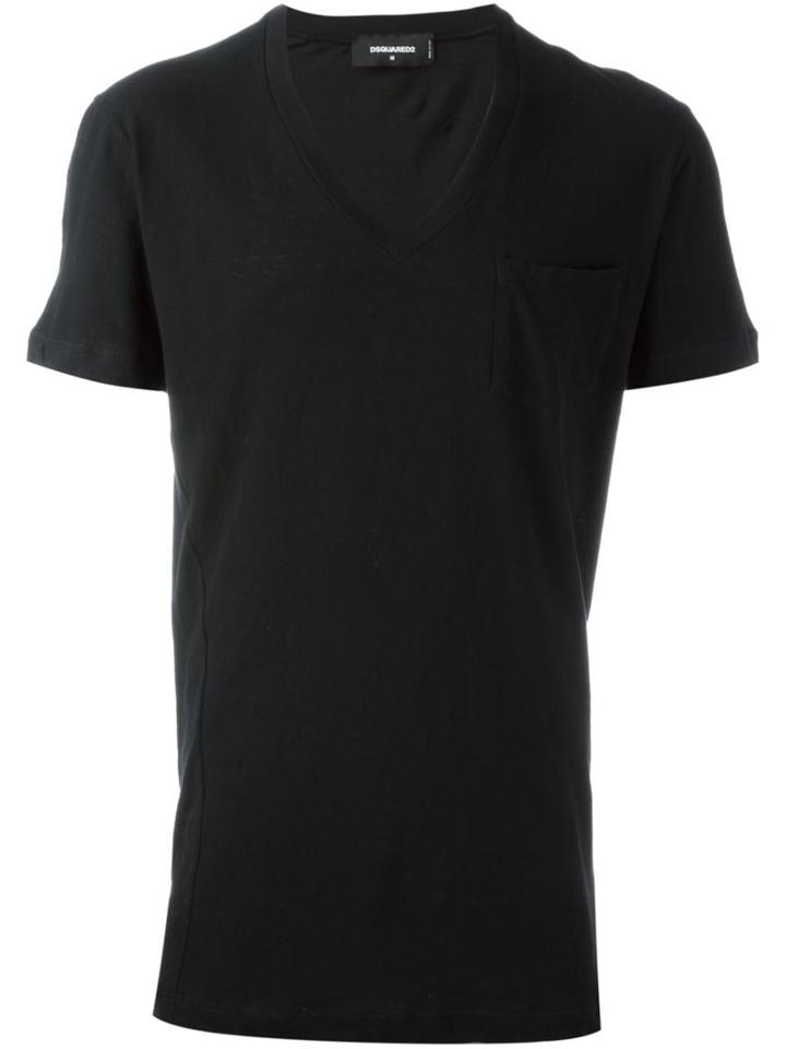 Dsquared2 Pocket V-neck T-shirt, Men's, Size: L, Black, Cotton