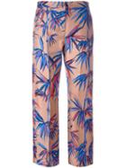 Emilio Pucci Leaves Print Cropped Trousers, Women's, Size: 40, Nude/neutrals, Silk
