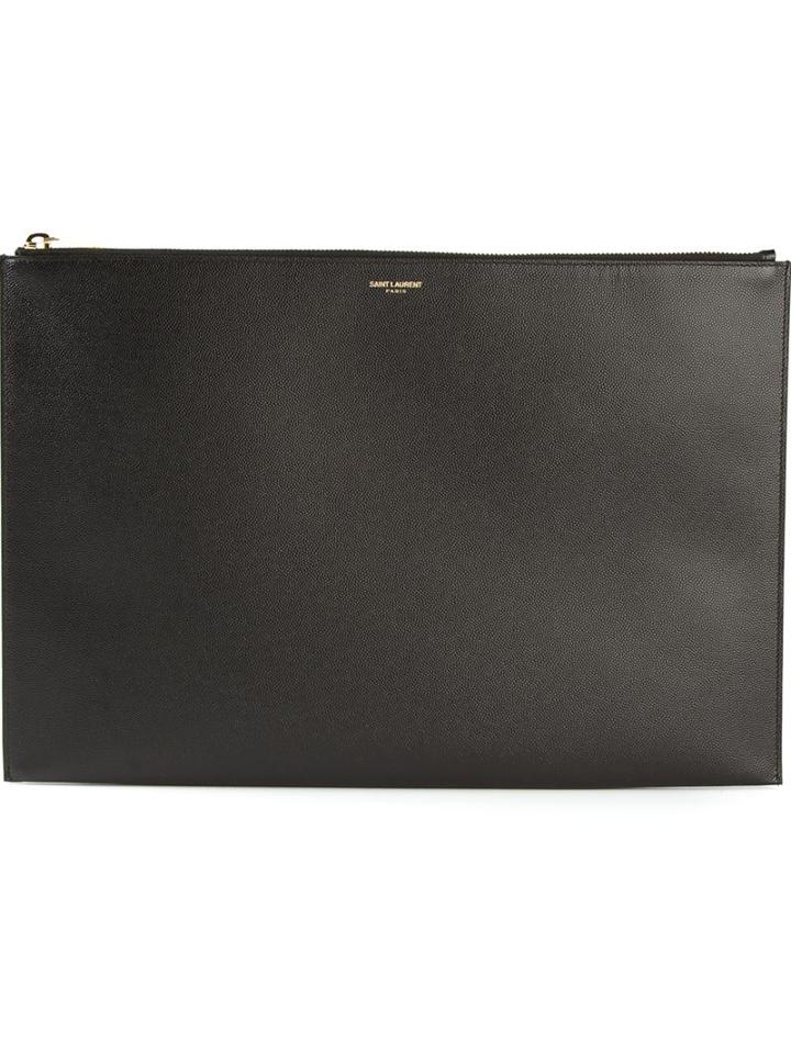 Saint Laurent 'paris' Clutch, Men's, Black, Calf Leather