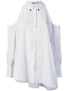 Sjyp Striped Cold-shoulder Shirt - White