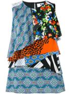 Msgm - Multi-print Layered Blouse - Women - Silk/polyester - 38, Blue, Silk/polyester