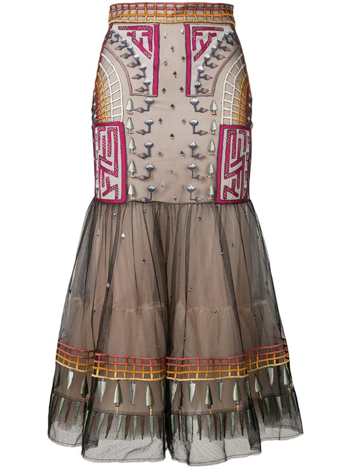 Temperley London Maze Flared Skirt - Nude & Neutrals