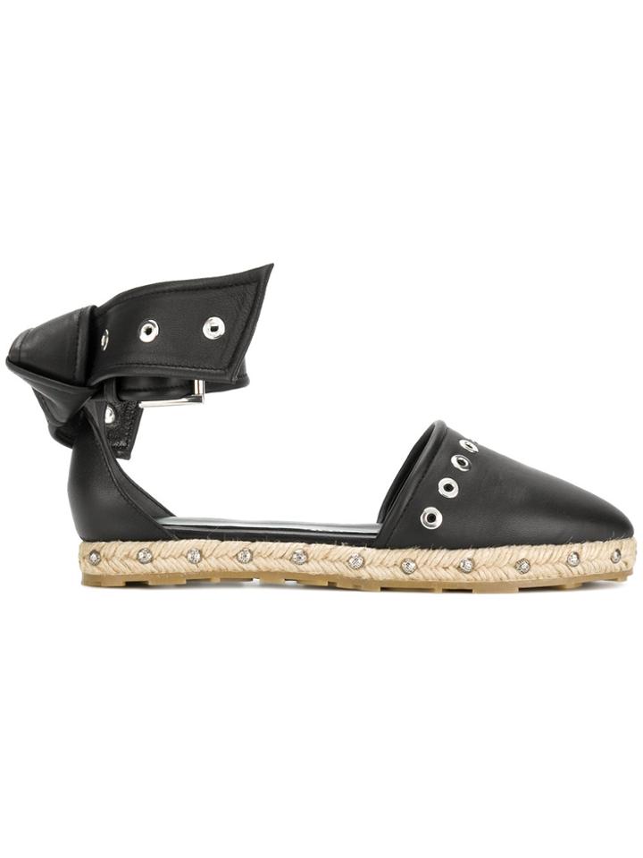 Alexander Mcqueen Embellished Eyelet Espadrilles - Black