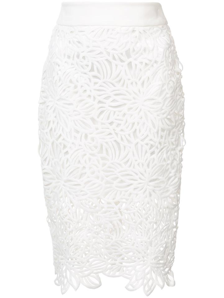 Milly Lace Pencil Skirt - White