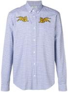 Kenzo Embroidered Tiger Checked Buttondown Shirt - Blue
