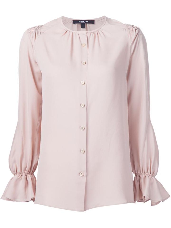 Derek Lam Ruffled Cuffs Shirt, Women's, Size: 36, Pink/purple, Silk
