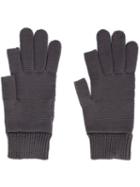 Rick Owens Knit Gloves, Men's, Grey, Virgin Wool