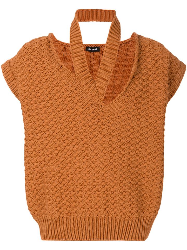 Raf Simons Cut-out Neck Jumper - Brown