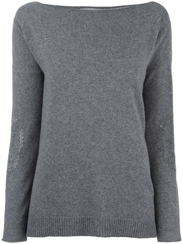 Giada Benincasa Boat Neck Fine Knit Jumper, Women's, Size: Medium, Grey, Cashmere