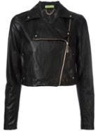 Versace Jeans Asymmetric Zip Biker Jacket, Women's, Size: 38, Black, Viscose/polyester/metallic Fibre