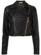 Versace Jeans Asymmetric Zip Biker Jacket, Women's, Size: 38, Black, Viscose/polyester/metallic Fibre