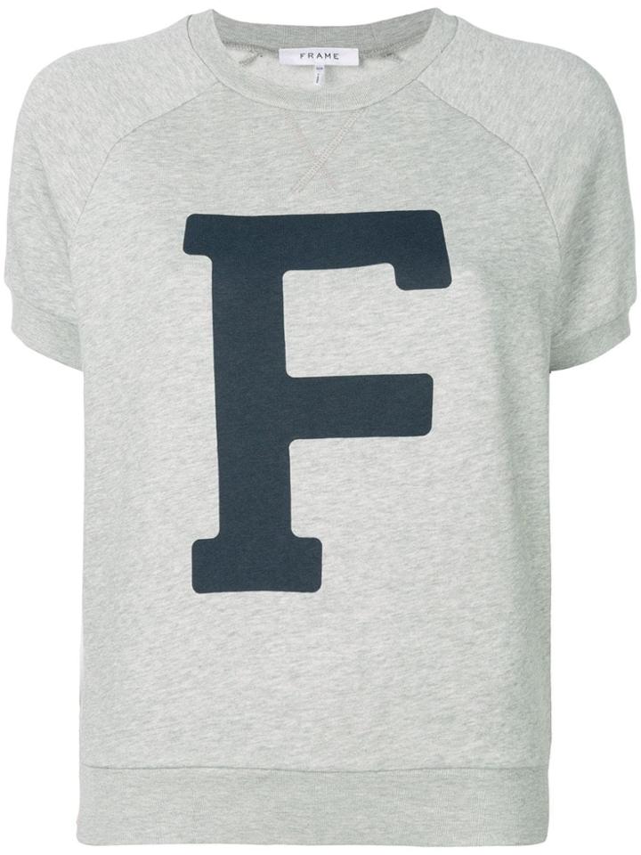 Frame Denim Varsity Short-sleeve Sweatshirt - Grey