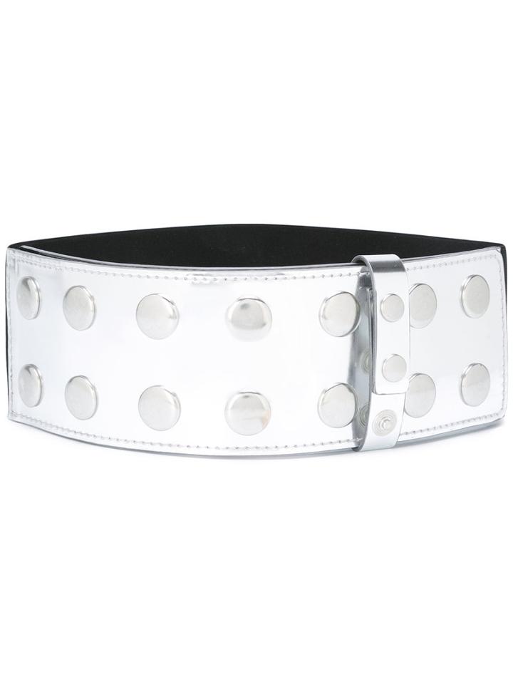 Mm6 Maison Margiela - Studded Metallic Belt - Women - Polyamide/polyester/aluminium/copper - One Size, Women's, Grey, Polyamide/polyester/aluminium/copper