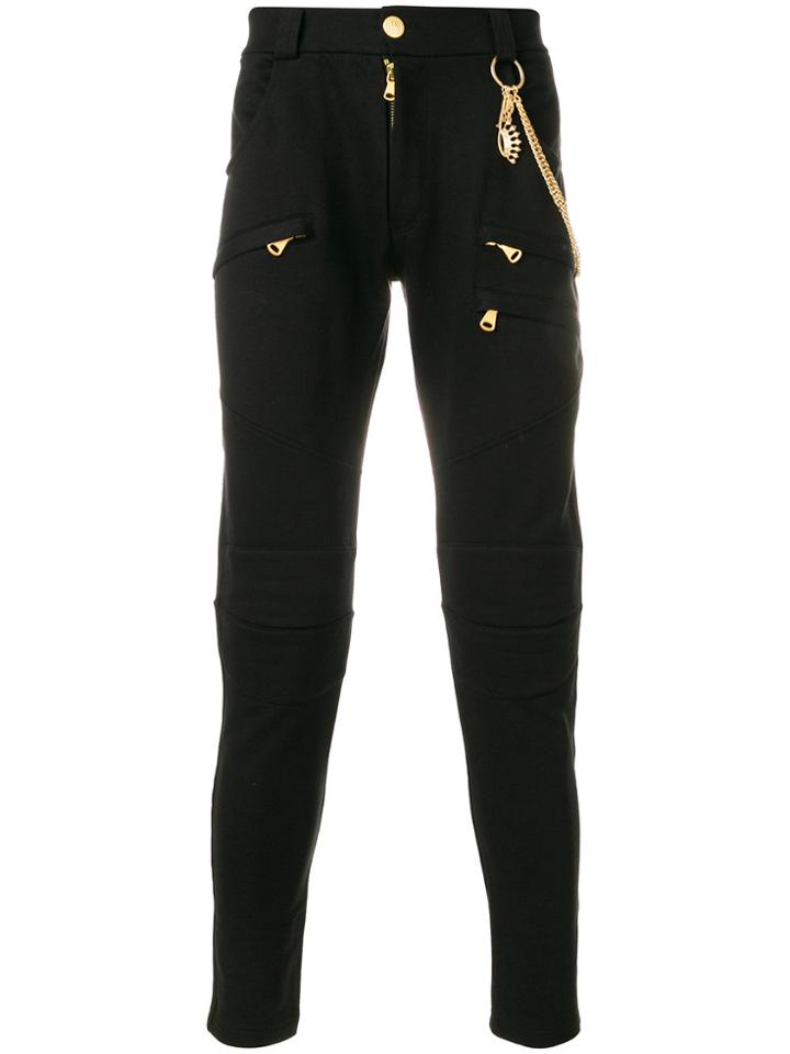 Pierre Balmain Chain Detail Tapered Trousers - Black