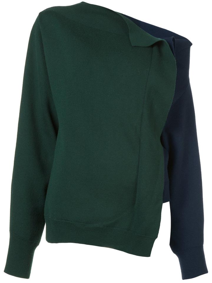 Monse Asymmetric Neck Jumper - Green