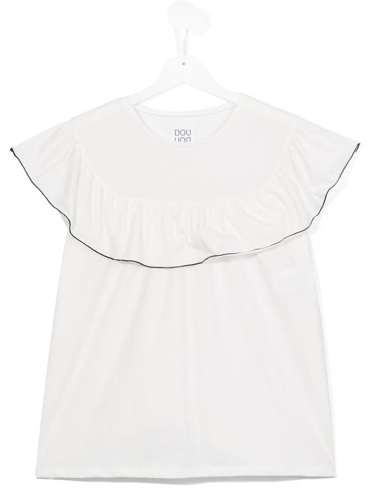 Douuod Kids Ruffled T-shirt, Girl's, Size: 14 Yrs, White