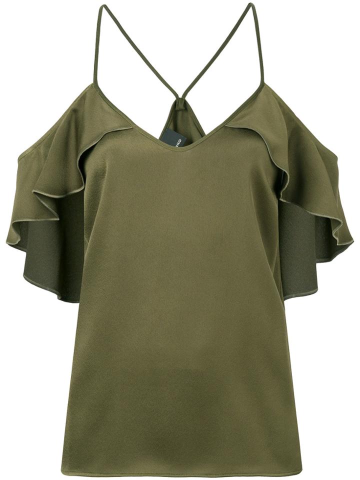 Pinko Dropped Shoulder Frill Trim Blouse - Green