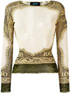 Jean Paul Gaultier Vintage 100 Dollar Bill Print Top - Nude & Neutrals