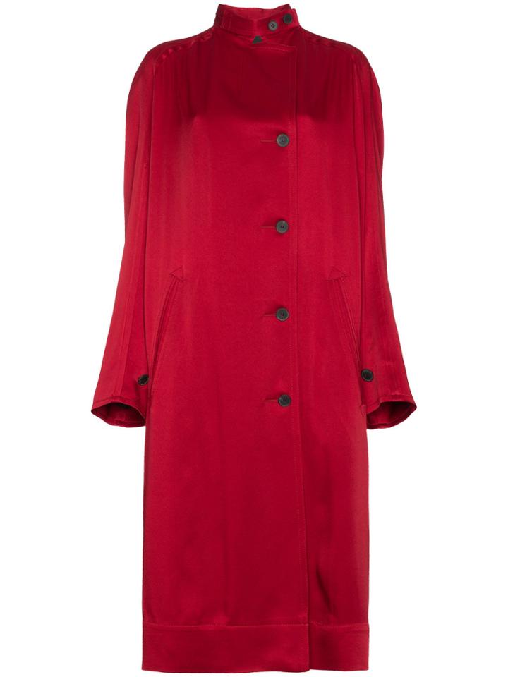 Haider Ackermann Silk Single Breasted Coat - Red