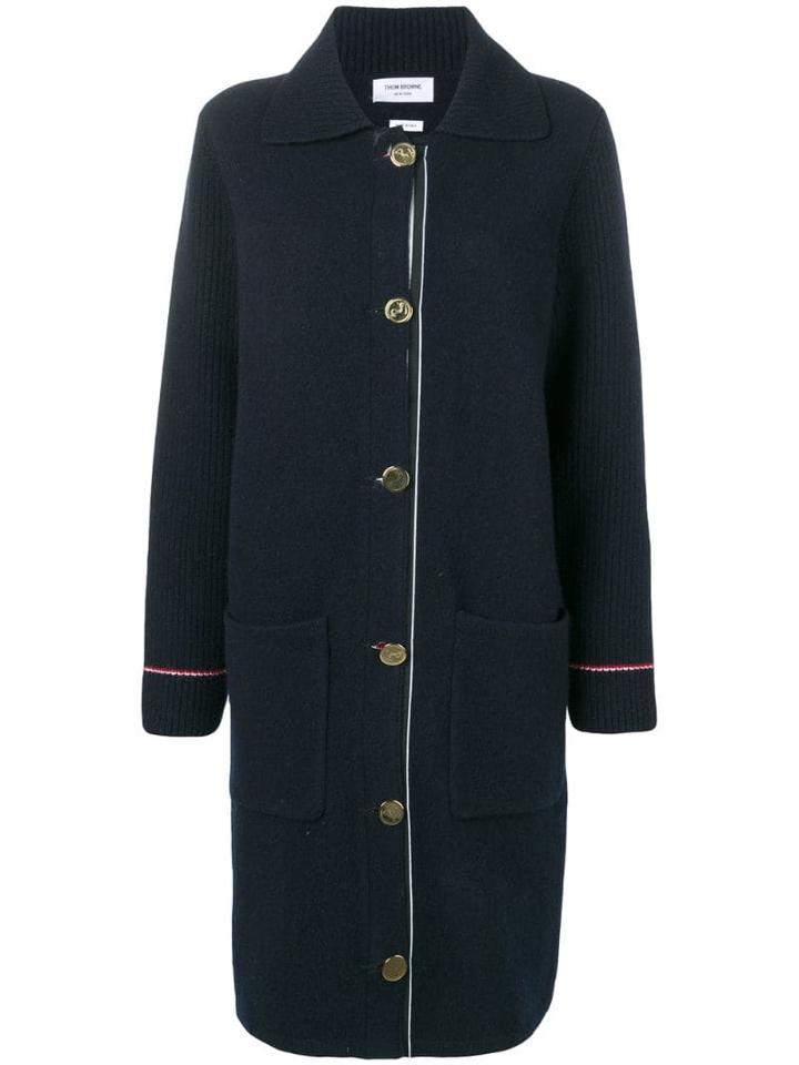 Thom Browne Duffle Coat In Overwashed Cashmere Blend With Rwb Tipping