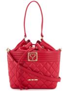 Love Moschino - Drawstring Quilted Shoulder Bag - Women - Polyurethane - One Size, Red, Polyurethane