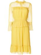 See By Chloé Ruffled Tea Dress - Yellow & Orange