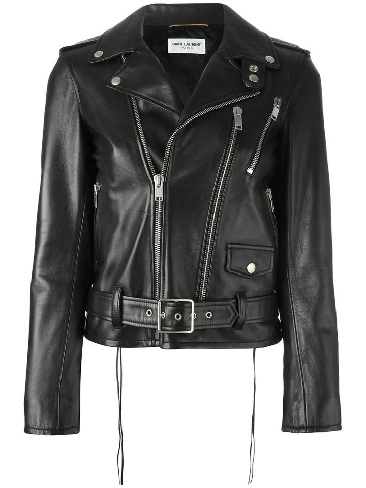 Saint Laurent - Classic Motorcycle Jacket - Women - Cotton/lamb Skin/cupro - 36, Black, Cotton/lamb Skin/cupro