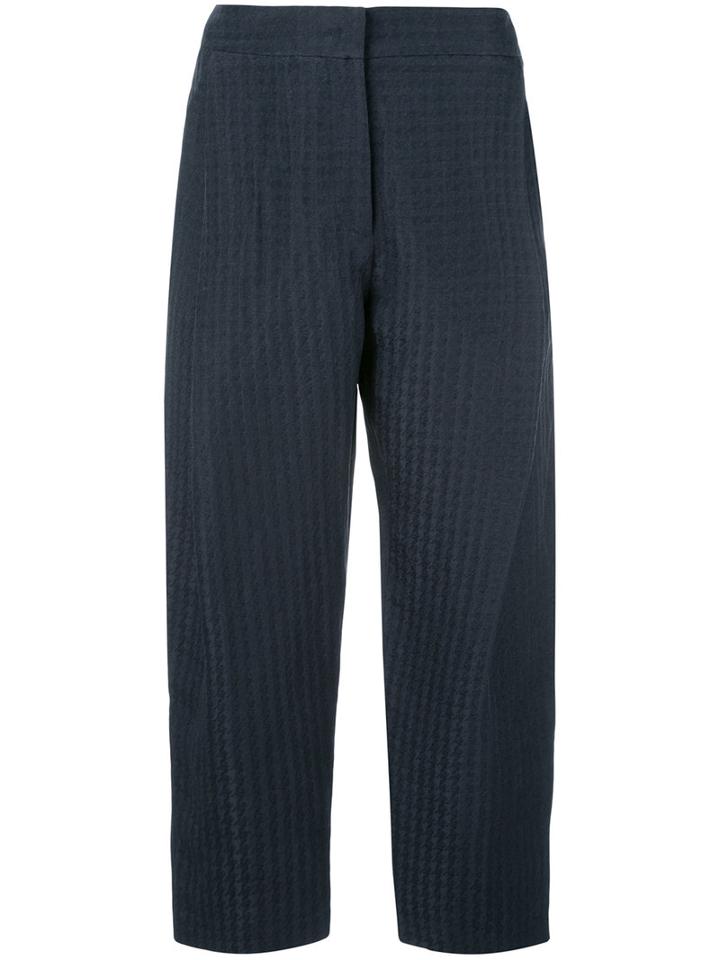 Armani Collezioni Cropped Pants, Women's, Size: 46, Blue, Linen/flax/silk
