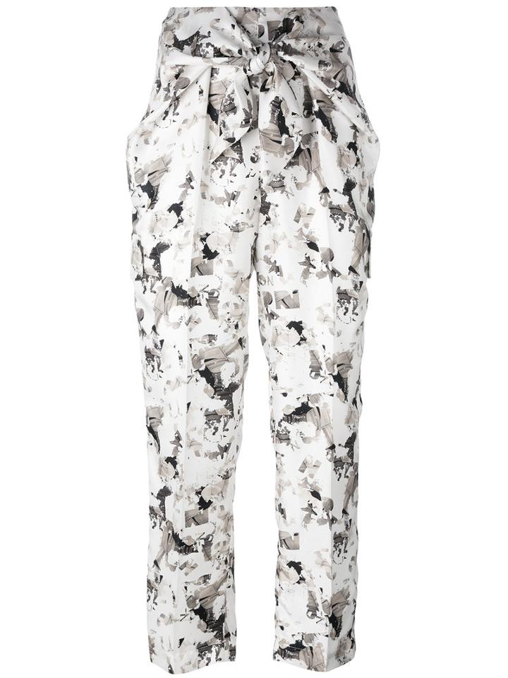 Max Mara Beige Printed Trousers, Women's, Size: 38, White, Silk
