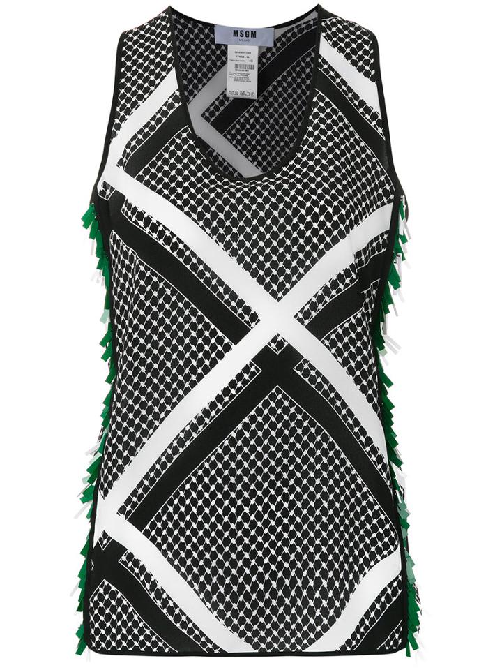 Msgm Fringed Sides Tank, Women's, Size: 40, Black, Silk