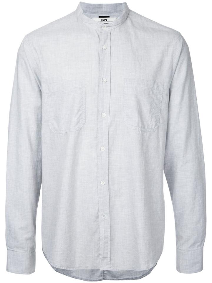 Hope - 'rick' Chambray Shirt - Men - Cotton - 48, Grey, Cotton