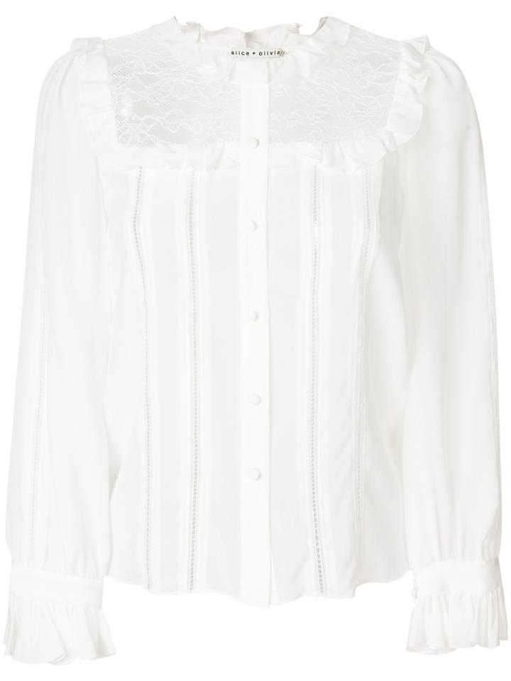 Alice+olivia Lace Bib Shirt - White
