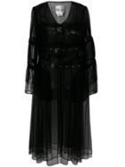 Comme Des Garçons Noir Kei Ninomiya Sheer Buckled Flared Coat - Black