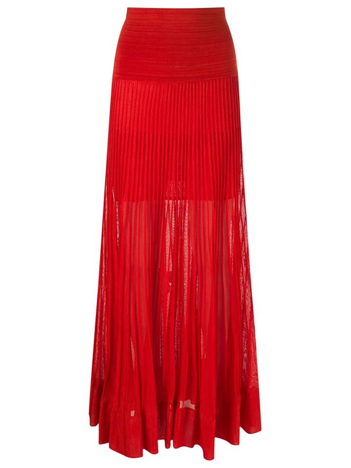 Andrea Bogosian Long Ribbed Skirt, Women's, Size: P, Red, Polyamide/viscose